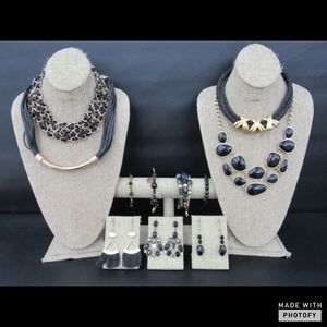 Elegant Gold tone and Black Jewelry Lot